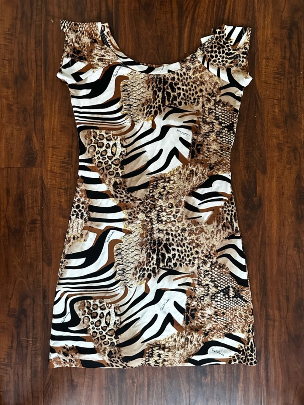 Roberto Cavalli Multicolor Animal Print Mini Dress